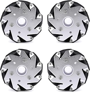 HQDRCY 4 Ruedas Mecanum de 127 mm y 70 kg de Carga con acoplamientos metálicos de 6/8/10/12/14/15/16 mm for chasis de Coche Robot Ado DIY Smart Ros.(D8mm couplings)