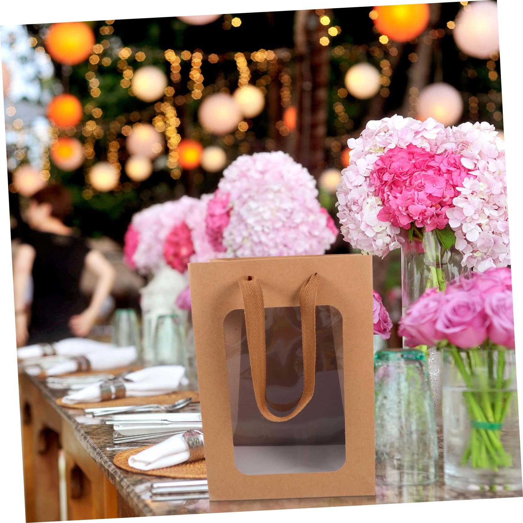 Vaguelly 12 Piezas Bolsas con Ventana Transparente para Fiestas Práctico y Reutilizable