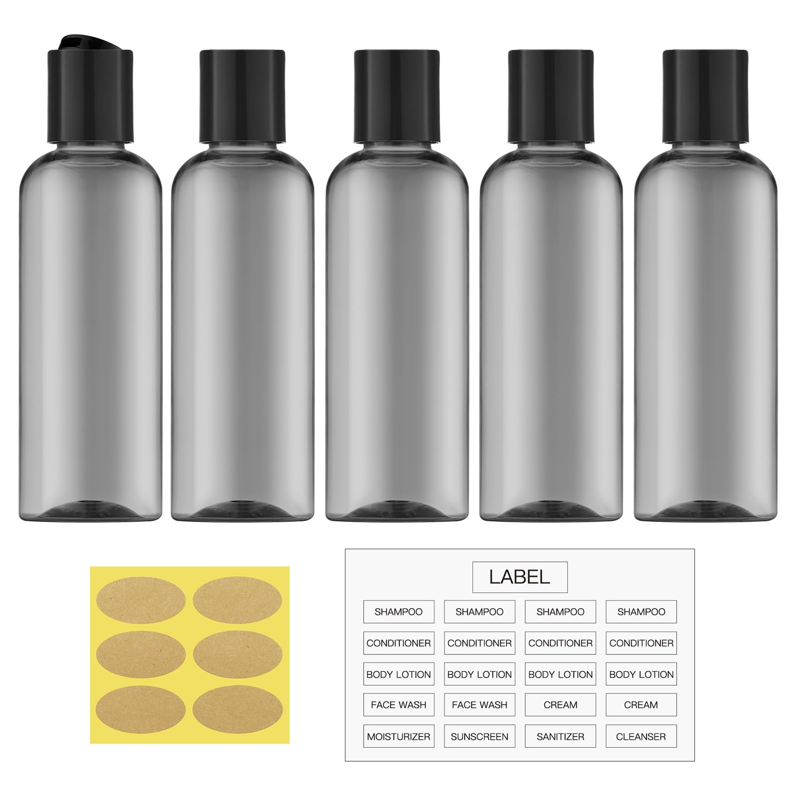 Travel Bottles for Toiletries 3.4 oz - Travel Size Containers for Shampoo Plastic - Small Empty Lotion Squeeze Bottle for Liquid TSA Approved - Leak