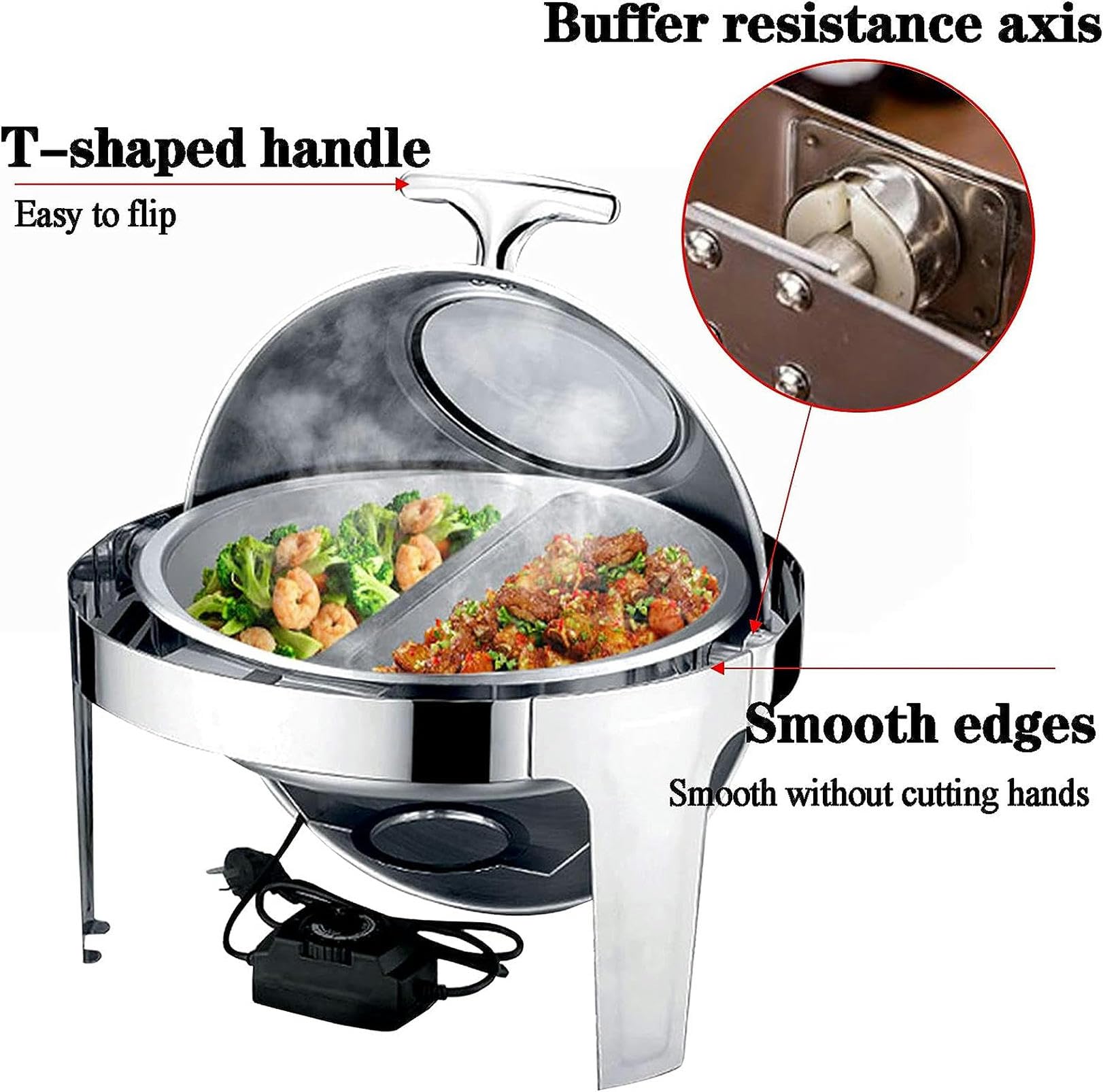 6L Chafing Dish Eléctrico, Servidor de Buffet, Calientaplatos de Acero Inoxidable para Hotel Fiesta y Cocina, Calentador Fe Buffet para Alimentos Calientes
