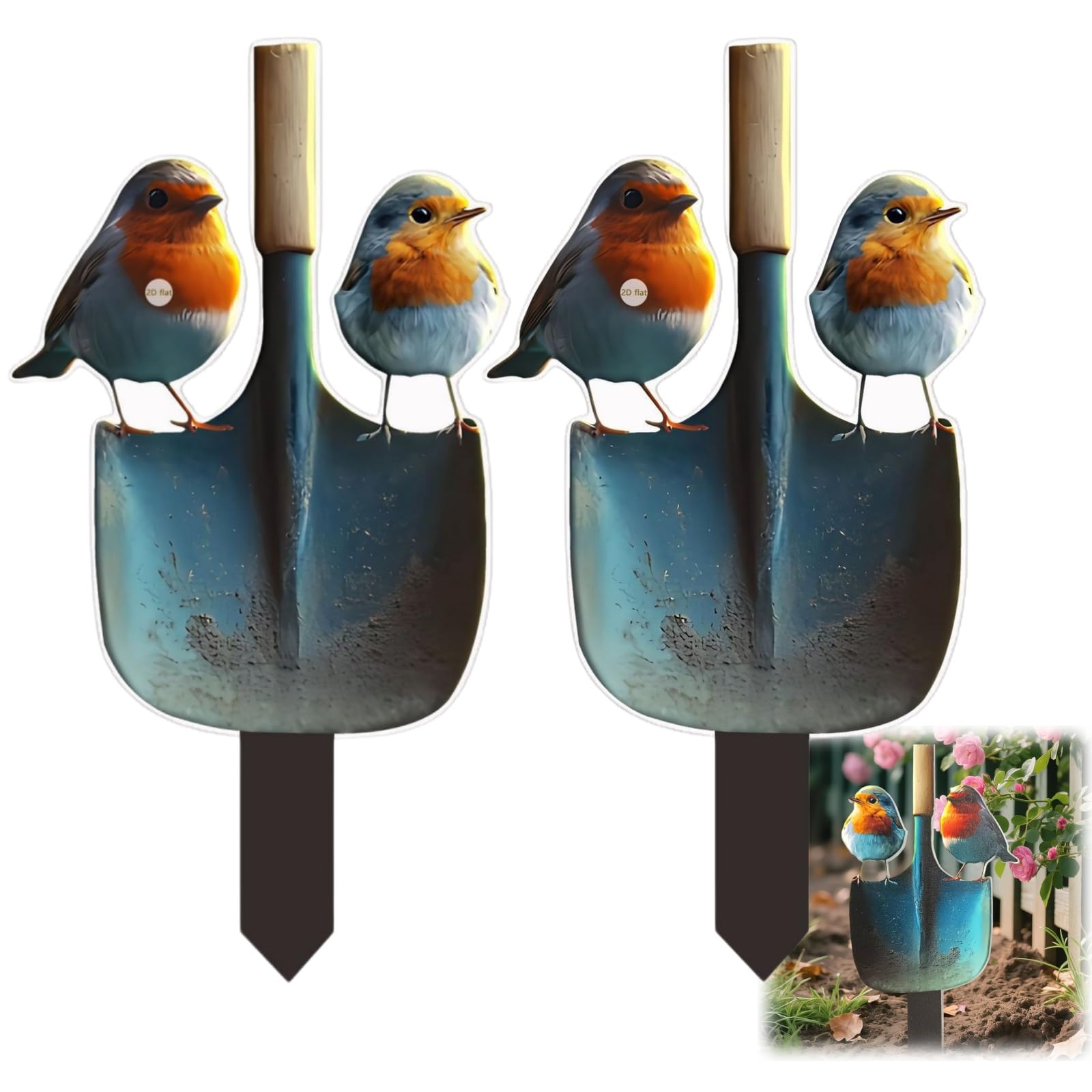 2pcs Robin Garden Ornaments Outdoor,Memorial Garden Ornament,Sturdy Acrylic