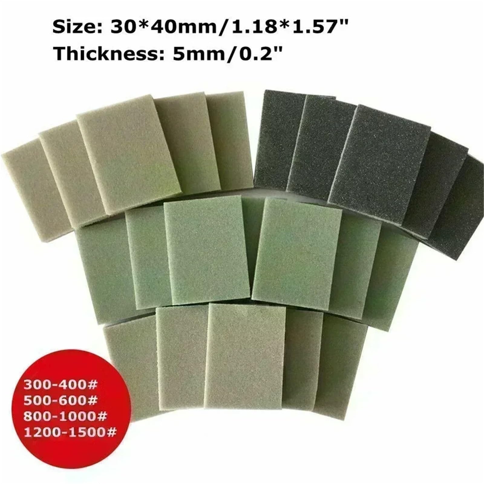 Lija Madera Juego de Papel de Lija de Grano 300, 400, 800, Esponja for pulir Pared, Bloque de Arena, Modelo Artesanal, Pintura, ladrillo Pulido, Limpiador de Cocina, 6 uds.(20pcs Each 5pcs)
