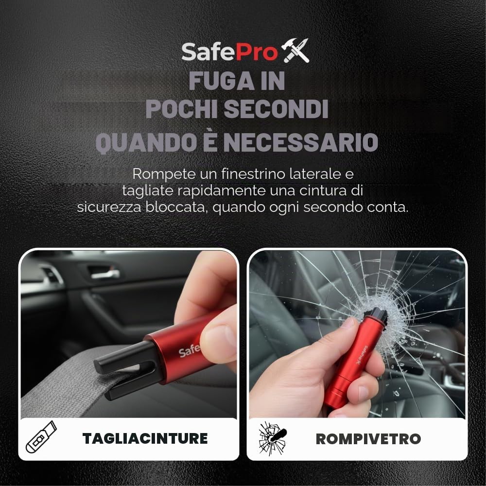Martello di emergenza per auto, rompighiaccio e tagliacintura, strumento di salvataggio compatto per un rapido aiuto agli incidenti e la sicurezza durante gli spostamenti