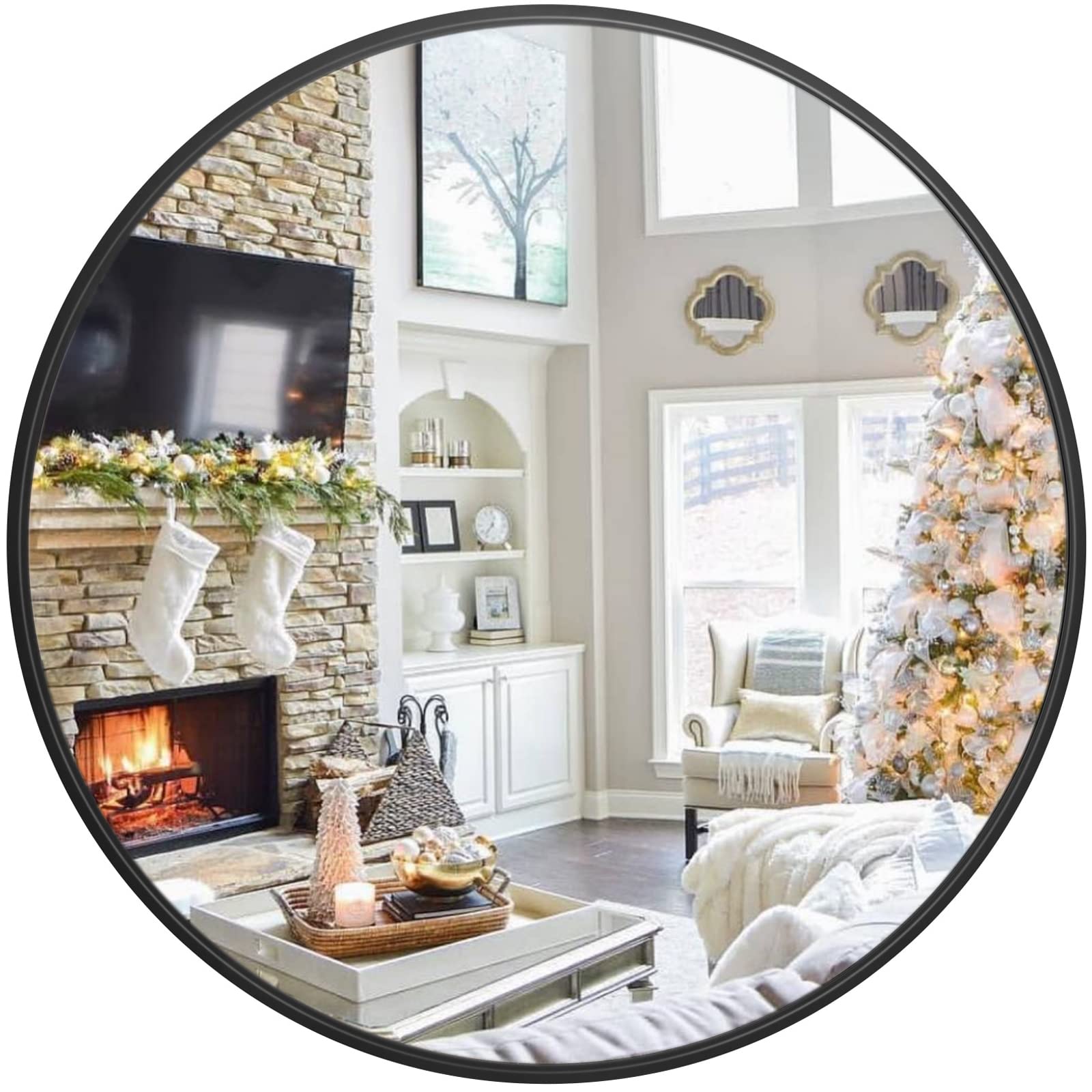 Buy Black Round Mirror, 36inch Circle Mirror, Round Wall