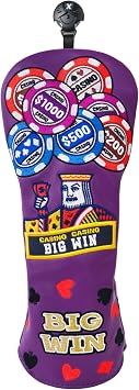BIG TEETH Golf Club Head Covers, Driver Fairway Utility, Purple, Faux Leather, Golf