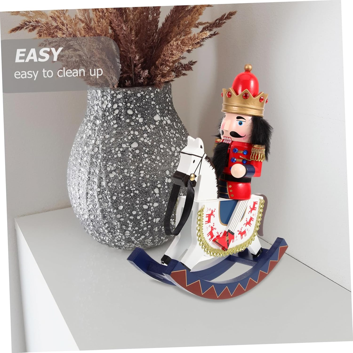 Garneck Wooden Nutcracker Soldier Horse Figurine Traditional Xmas Nutcracker Decor for Shelves and Tables Sturdy Craftsmanship Christmas Holiday Decoration