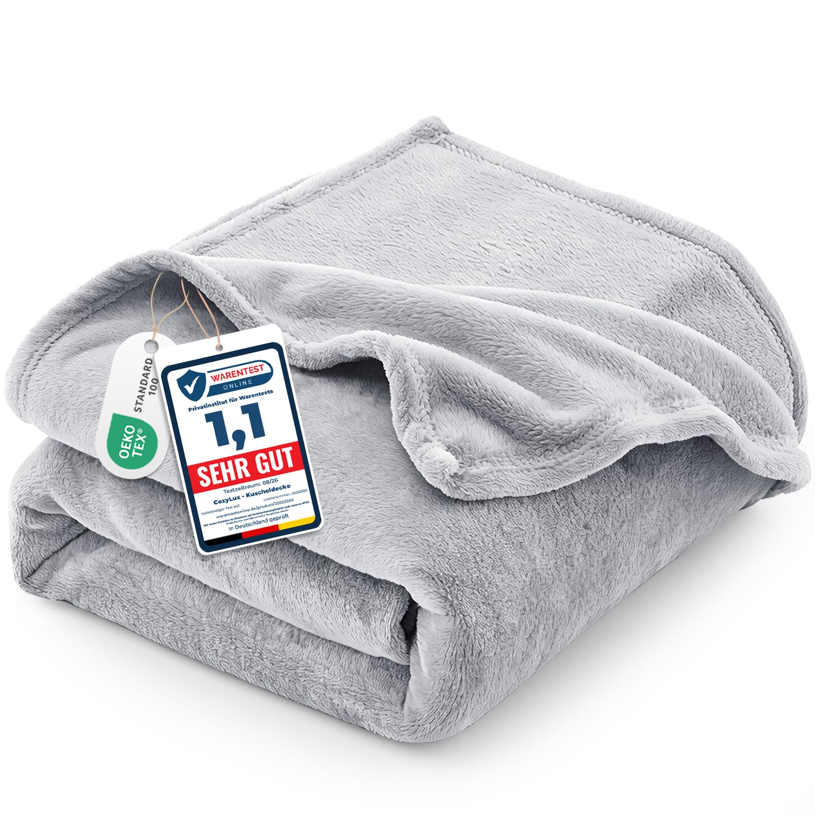 CozyLux Kuscheldecke Flauschig Decke 230x270 cm Hellgrau