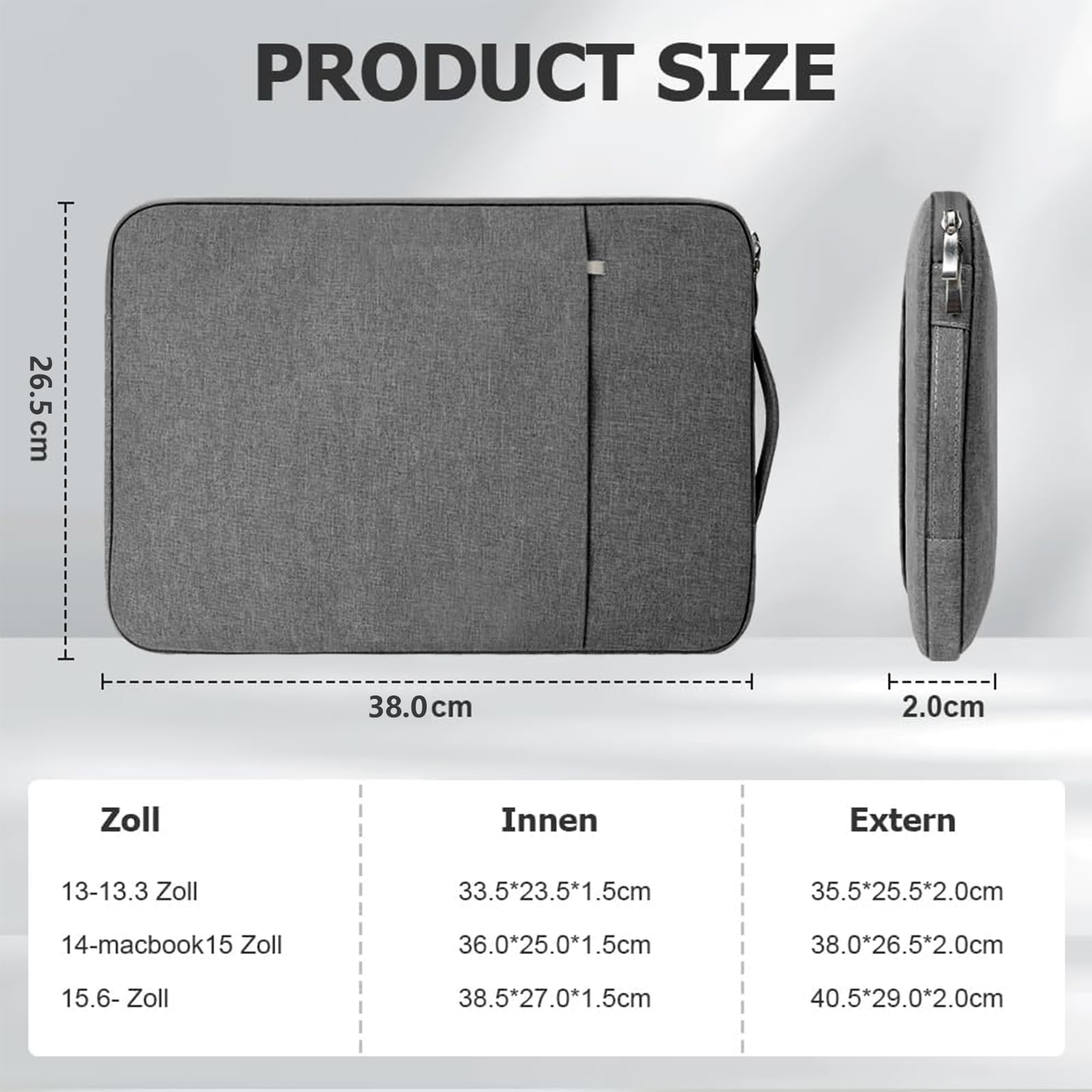Flintronic Torba na laptopa o przekątnej ekranu 14", etui na laptopa z uchwytem, wodoszczelna, etui na laptopa, etui kompatybilne z MacBookiem / Huawei / Acer / Asus / HP / Dell / Lenovo/Samsung
