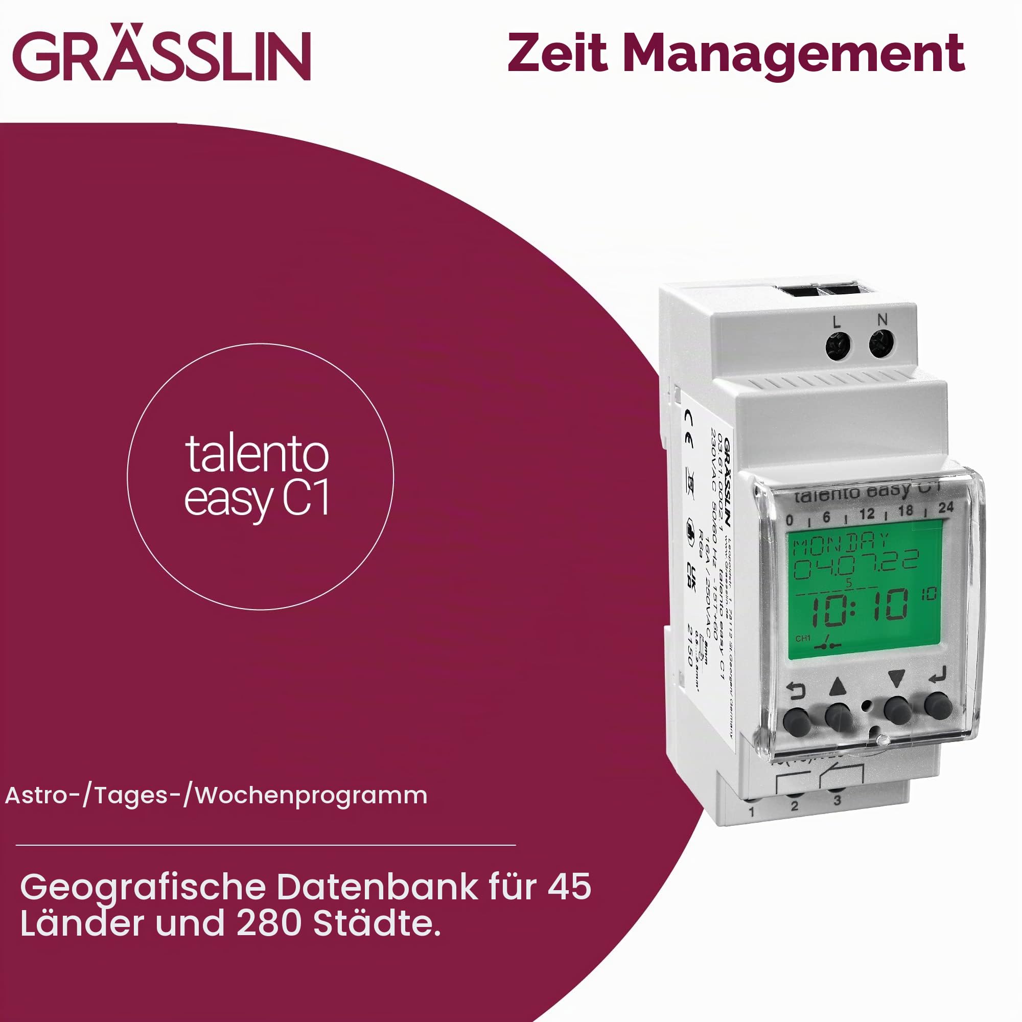 03.61.0002.1 talento Easy C1 Digitale Astro-Schaltuhr DIN-Schiene
