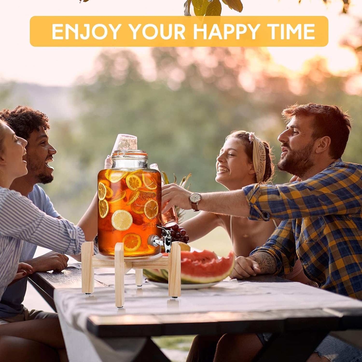 Tatuo 2 Pieces Drink Dispenser Stand, Beverage Dispenser Stand Fits 5-10 Inches Diameter of Glass Jar Water Jug and Containers - Image 7