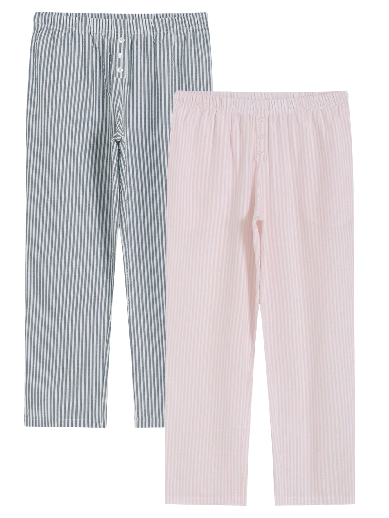 Latuza Women's 2 Pack Cotton Pajama Pants Seersucker Lounge Pants