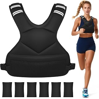 Ragebby Adjustable Weighted Vest Men Women 4-10lb with 6 Removable Iron Sand Weights, Reflective Strips for Running Walking Training