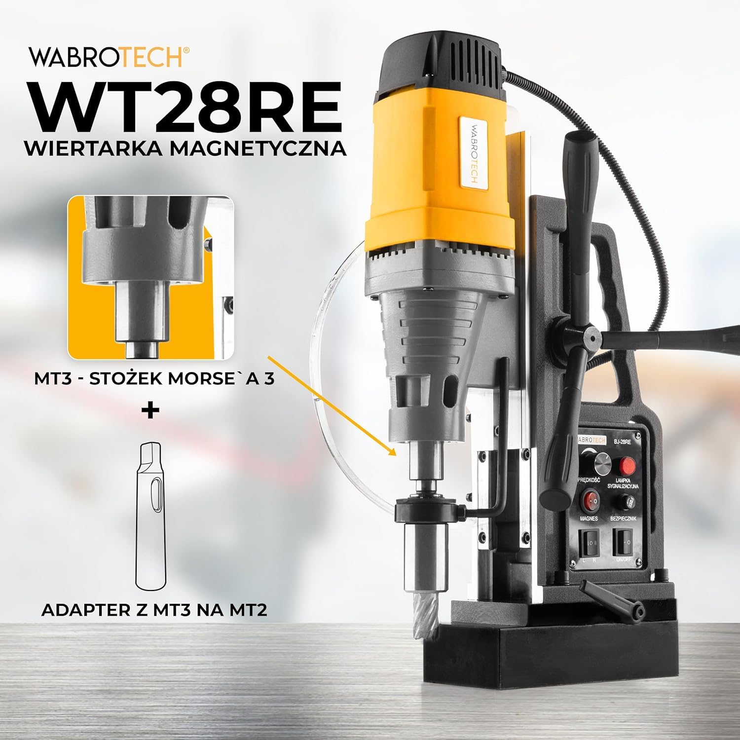 Wiertarka magnetyczna 1880W wiertarka rdzeniowa WABROTECH WT23RE (zestaw do wierteł krętych)