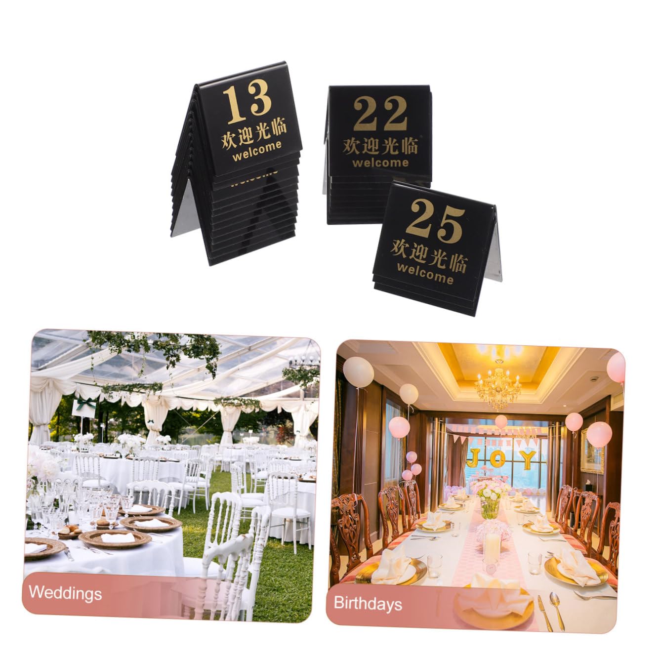 PRETYZOOM 25stücke Tischnummern aus Acryl Elegante Tischkarten für Empfänge Wiederverwendbare Sitzplatzschilder Tischnummern für Hochzeiten und Geburtstage