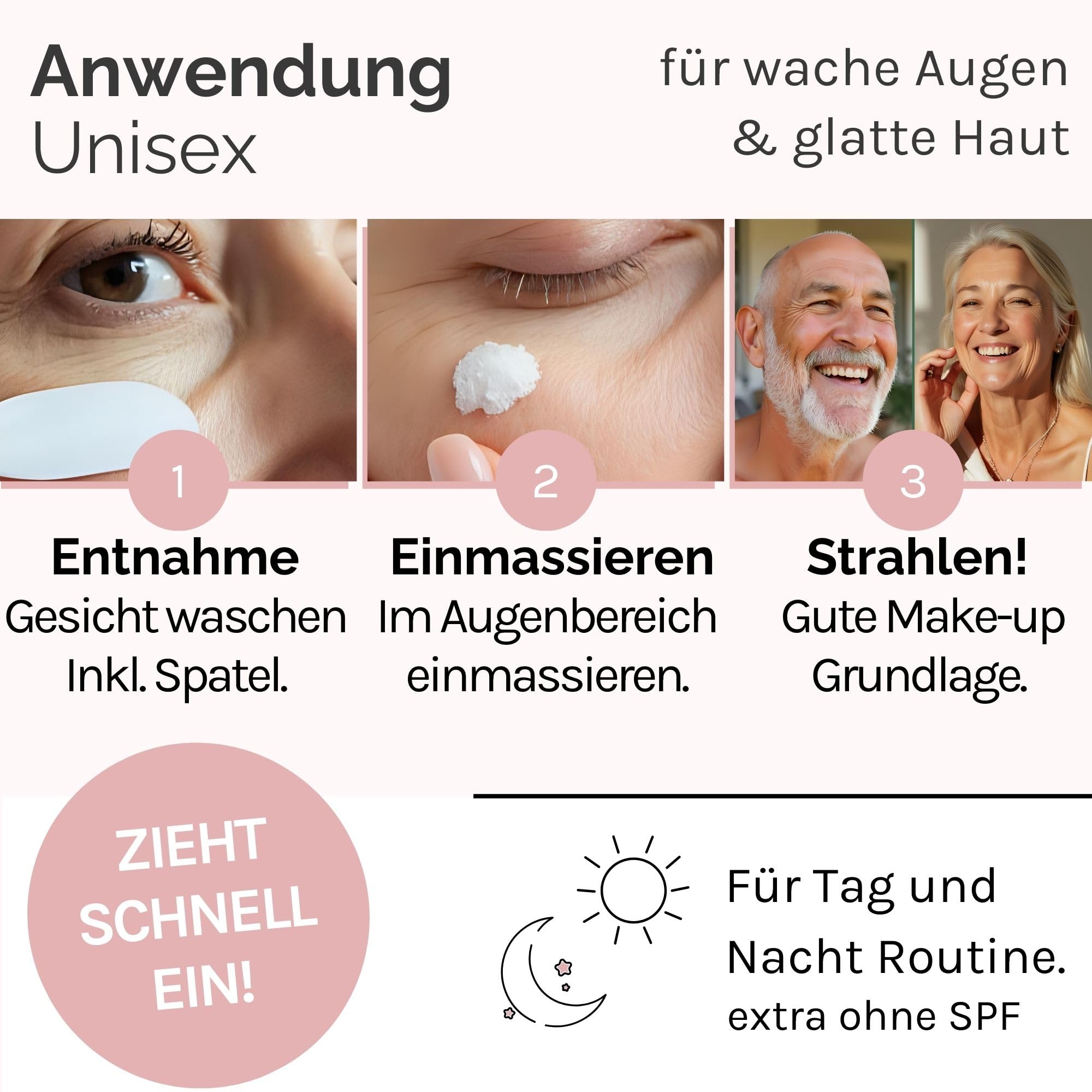 Jasmin Salbe für Augen - LENEVIN Augencreme gegen Falten und Augenringe entfernen - Testsieger F.A.Z. 2025 - Bio Aktiv Jasminsalbe - Frauen und Männer, 1% Vit. E - 0,1% Hyaluron, sensible, reife Haut