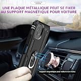 LeYi Cover per Xiaomi 11 Lite 5G NE/Xiaomi Mi 11 Lite 5G/4G con [2 Vetro Temperato], anello di supporto militare anti-caduta rinforzato difesa antiurto TPU morbida e PC rigida protezione custodia nera - 3