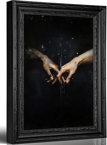 Black Framed Wall Art Dark Hand Wall Art Moody Reaching