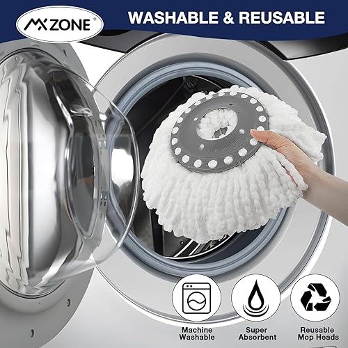 Miniatura 13 de Cabezal de repuesto para trapeador giratorio, paquete de 5 repuestos de trapeador mágico para sistemas Hurricane 360°, cabezal de trapeador