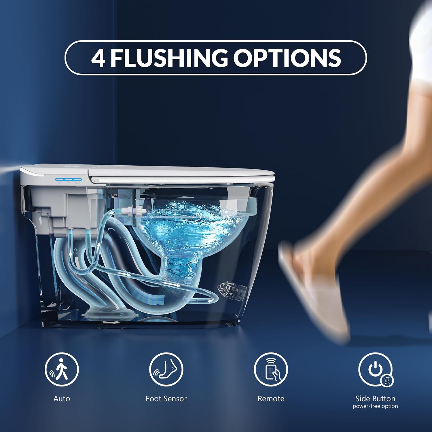 Smart Toilet with Bidet Built-in | Ergonomic Heated Seat | Foam Shield | Auto Open Lid | Instant Warm Wash | Child Mode | Automatic/Backup Flush | Night Light | Family-Friendly | Elongated