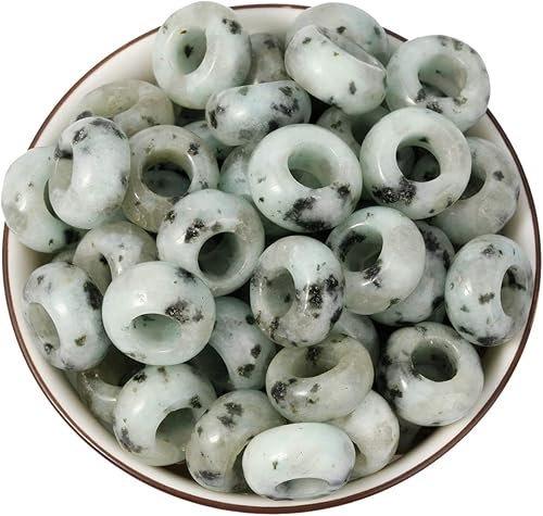 Miniatura 3 de rockcloud 25 piezas de piedras de agujero grande (0.236 pulgadas) Rondelle cuentas sueltas para pulseras europeas con dijes para hacer joyas, jaspe