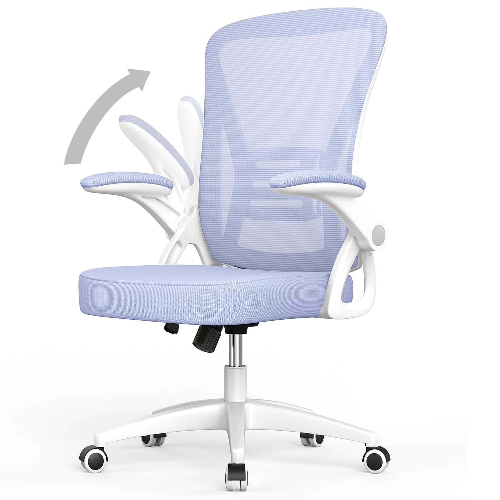 naspaluro Office Chair, Ergonomic Desk Chair, Adjustable Height, Computer Swivel Chair with Breathable Back and Folding Armrests, for Home Office Purple Global Recycled Standard Global Recycled Standard Global Recycled Standard
