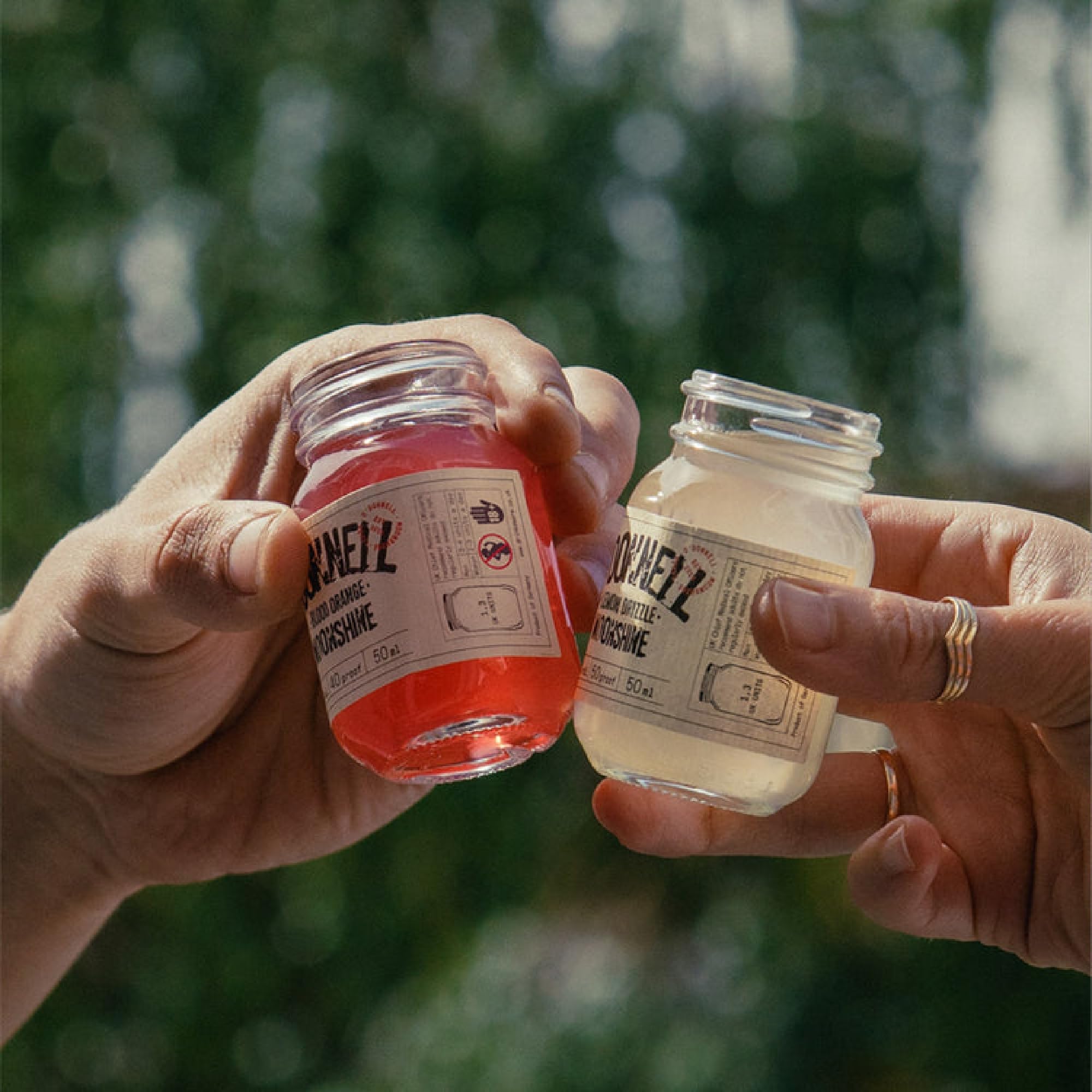 O'Donnell Moonshine Geschenkset (Classic) Made in Berlin - 4x Premium Likör in Original Mason Jars (mini) – Geschenke für Männer & kleine Weihnachtsgeschenke – Probierset Whiskey & Schnaps Liebhaber