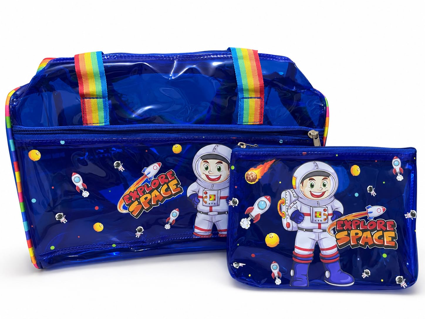 Trendy K-Pops Huntrix Kids Travel Duffle Bag with Matching Pouch, Rainbow Handle Gym Bag for Kids Age 5-15 Years, Lightweight for School, Swimming, Dance Class & Overnight Bag.-image-10