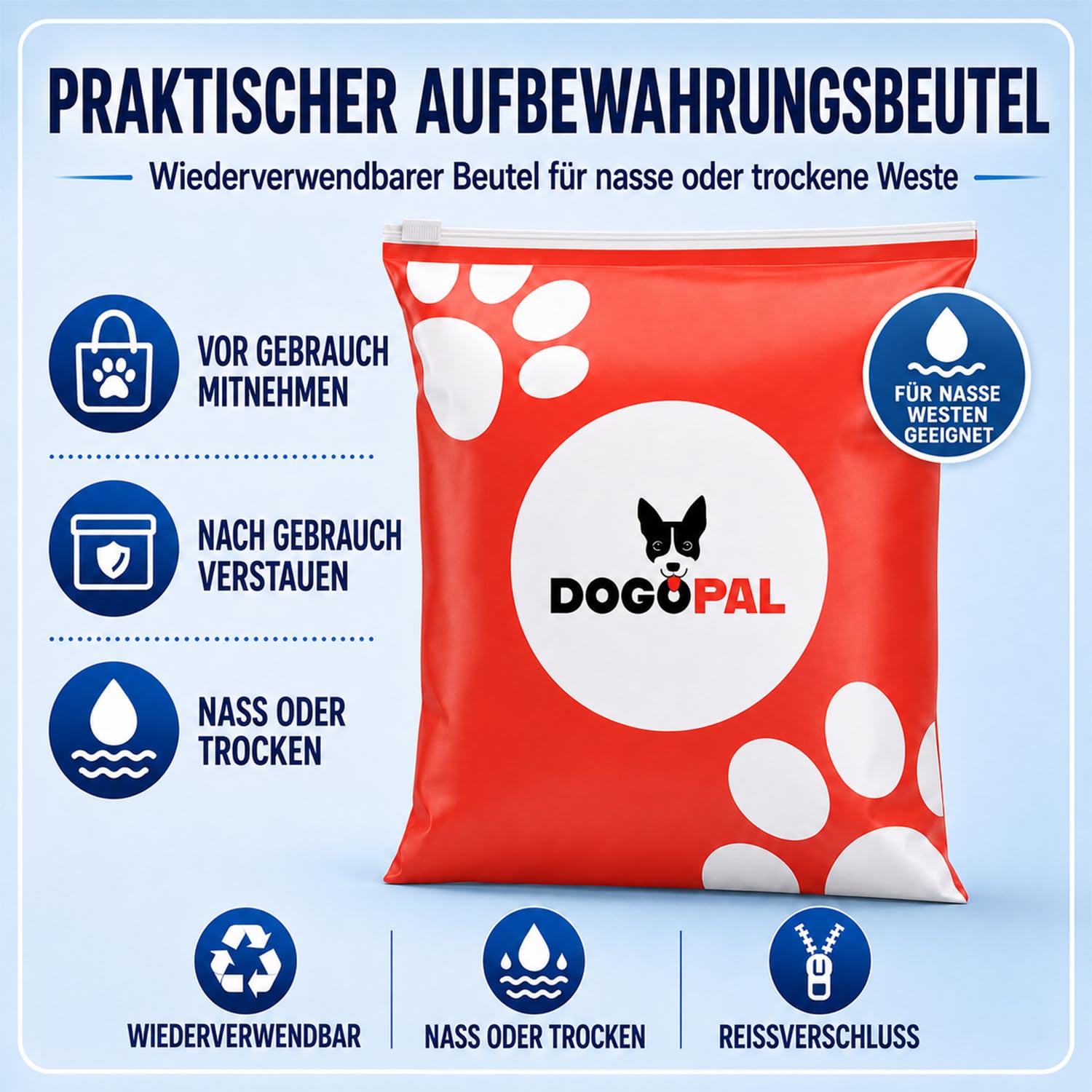 DOGOPAL Kühlweste Hund, Kühljacke für Hunde mit Wasseraktivierung & UV-Sonnenschutz für heiße Tage, Leichte Atmungsaktive Sommer-Hundeweste mit Stehkragen für Gassi & Outdoor (Blau, XL)