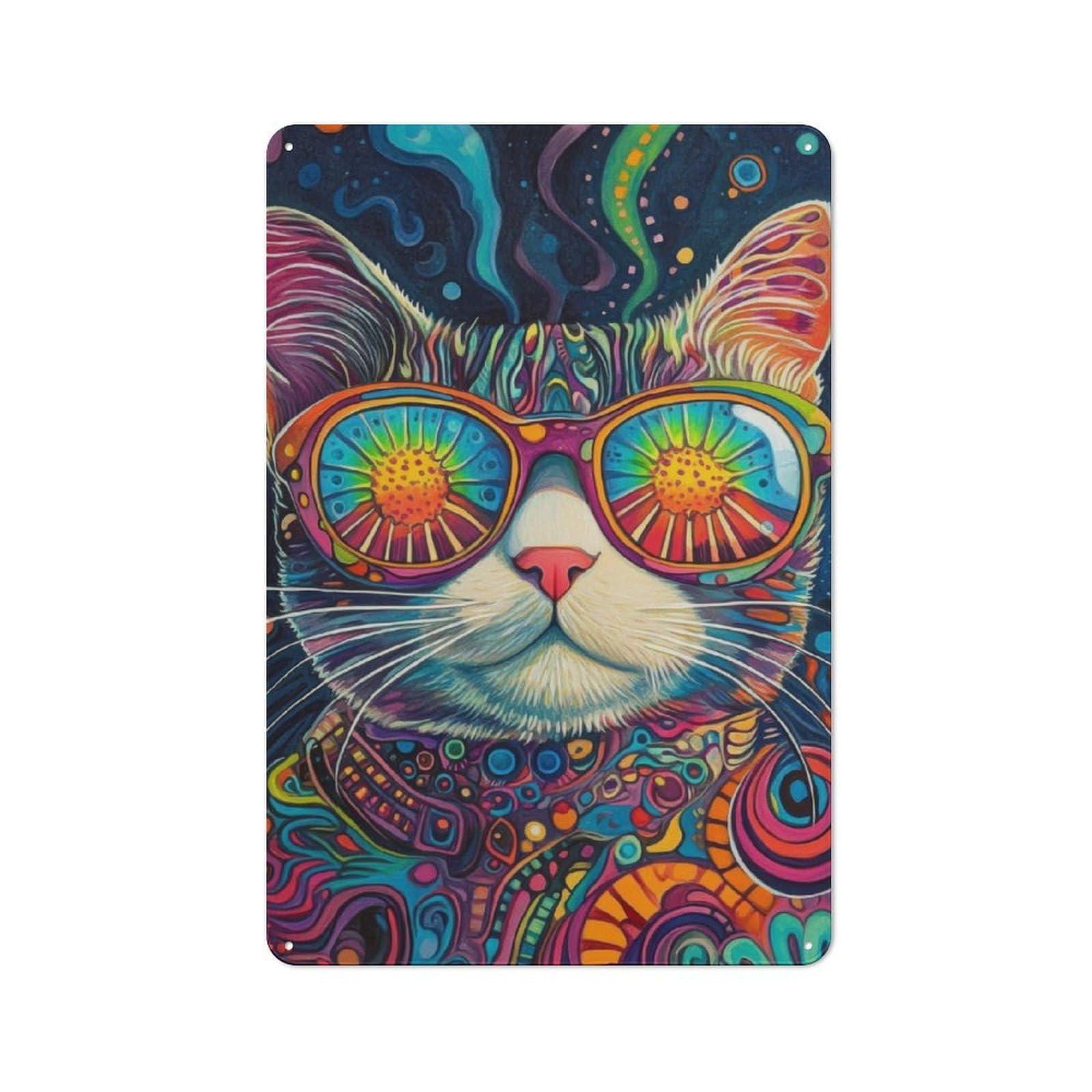Junmoney Cat Portrait Vintage Tin Sign 30X20cm Featuring For Bar Or Restaurant, A Decorative Christmas Gift For Bar Decor Enthusiasts