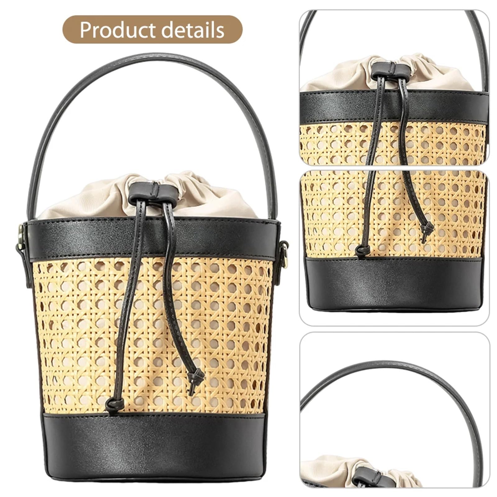 Borsa Intrecciata Borsa a tracolla estiva in paglia, borsa da spiaggia, borsa tote in pelle PU, borsa da viaggio for le vacanze, for donna