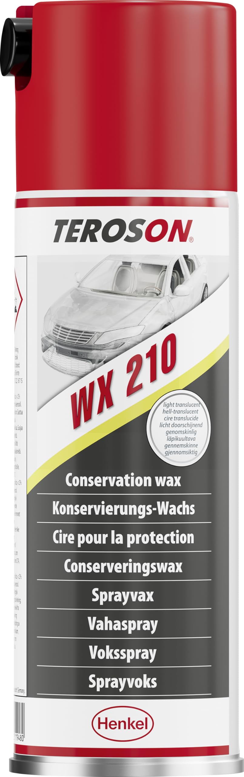 TEROSON WX 210, Korrosionsschutzmittel für die Hohlraumversiegelung, Autowachs für Langzeitschutz, für kleine Reparatur- und Ausbesserungsarbeiten an der Karosserie, 1x500ml