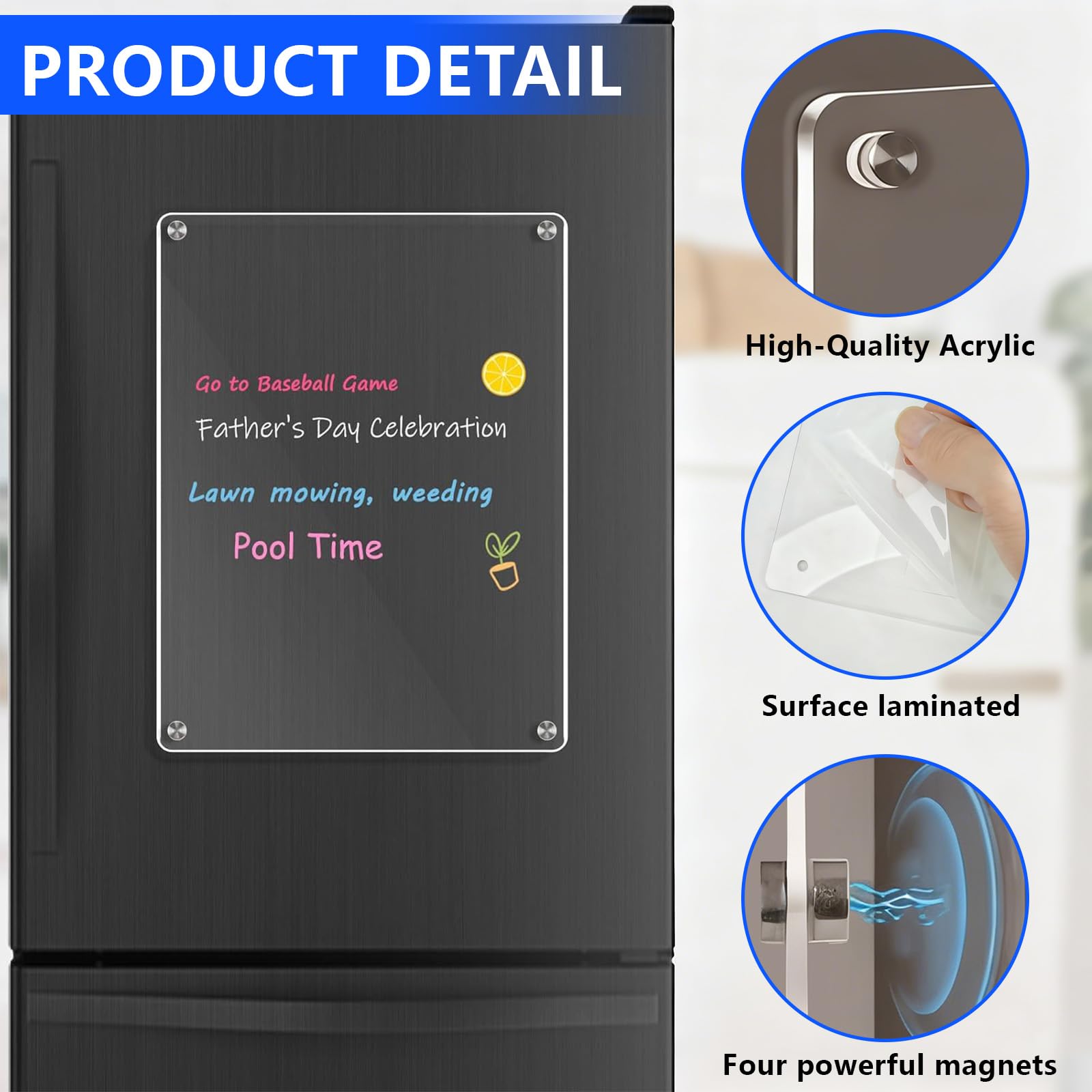 YOUNGSAY 2 Pcs Weekly Planner Magnetique Frigo Transparent A4 Effaçable Tableau Frigo Magnétique avec 12 Marqueurs