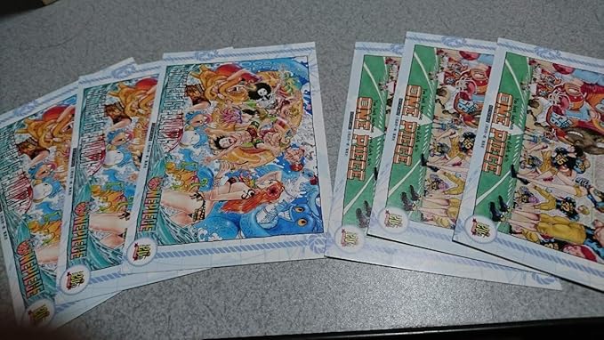 Amazon Co Jp 非売品one Piece ワンピース 連載周年記念 イラストカード ポストカード セブンイレブン限定 2種類各3枚 ホビー 通販