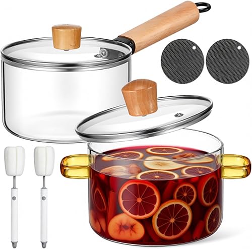 Baderke Olla a fuego lento de Navidad para cocinar ollas festivas, olla a fuego lento con tapa y mango de madera, 2 cepillos y 2 alfombrillas de