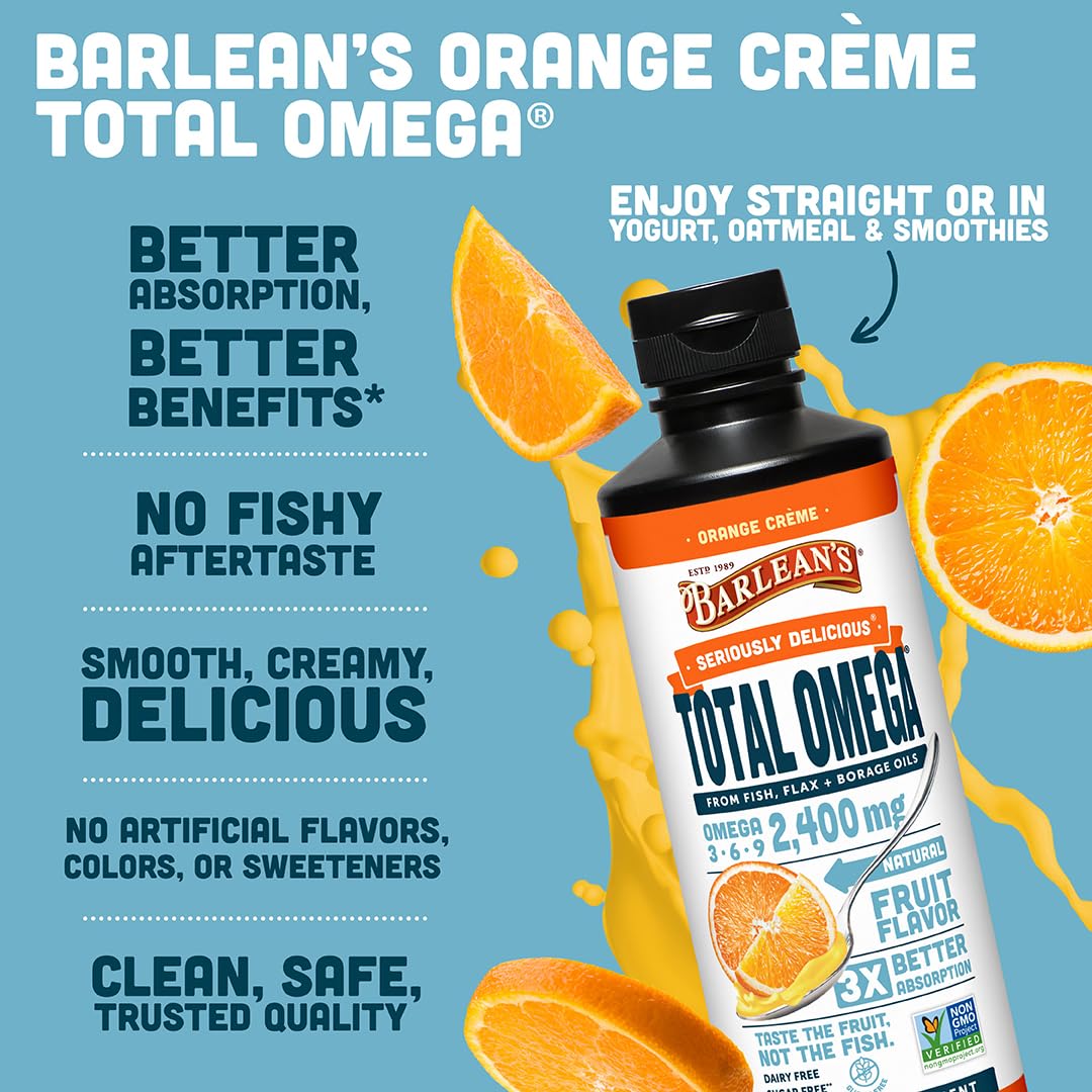 Barlean's Orange Creme Omega 3-6-9 Liquid Fish Oil, 2400mg Omegas,16oz — Amazon image 4
