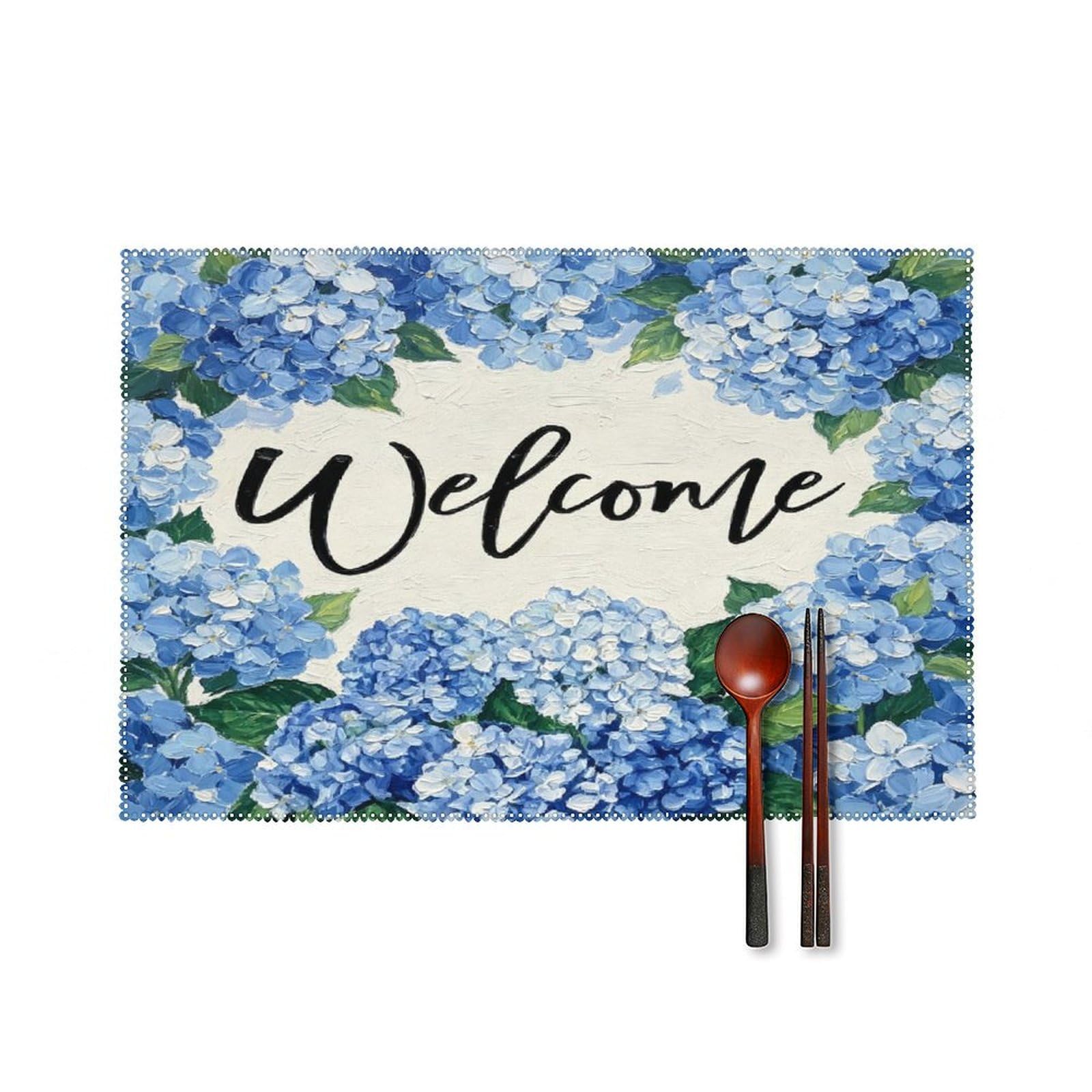 Fekiloot Style Hydrangea Placemats Set Of 6,Table Mat