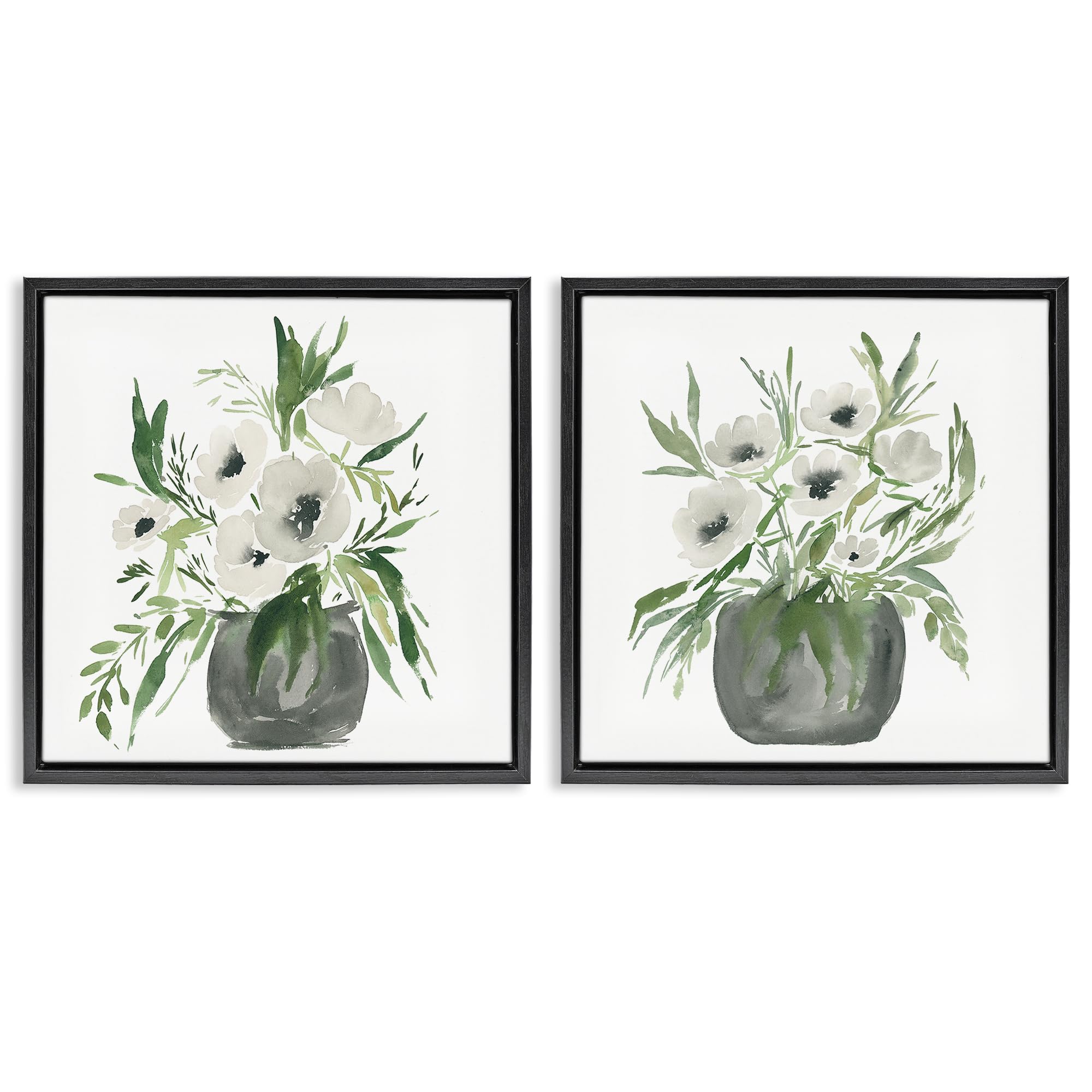 'White Anemone Vases'| 2pc Floating Frame Art Set 2