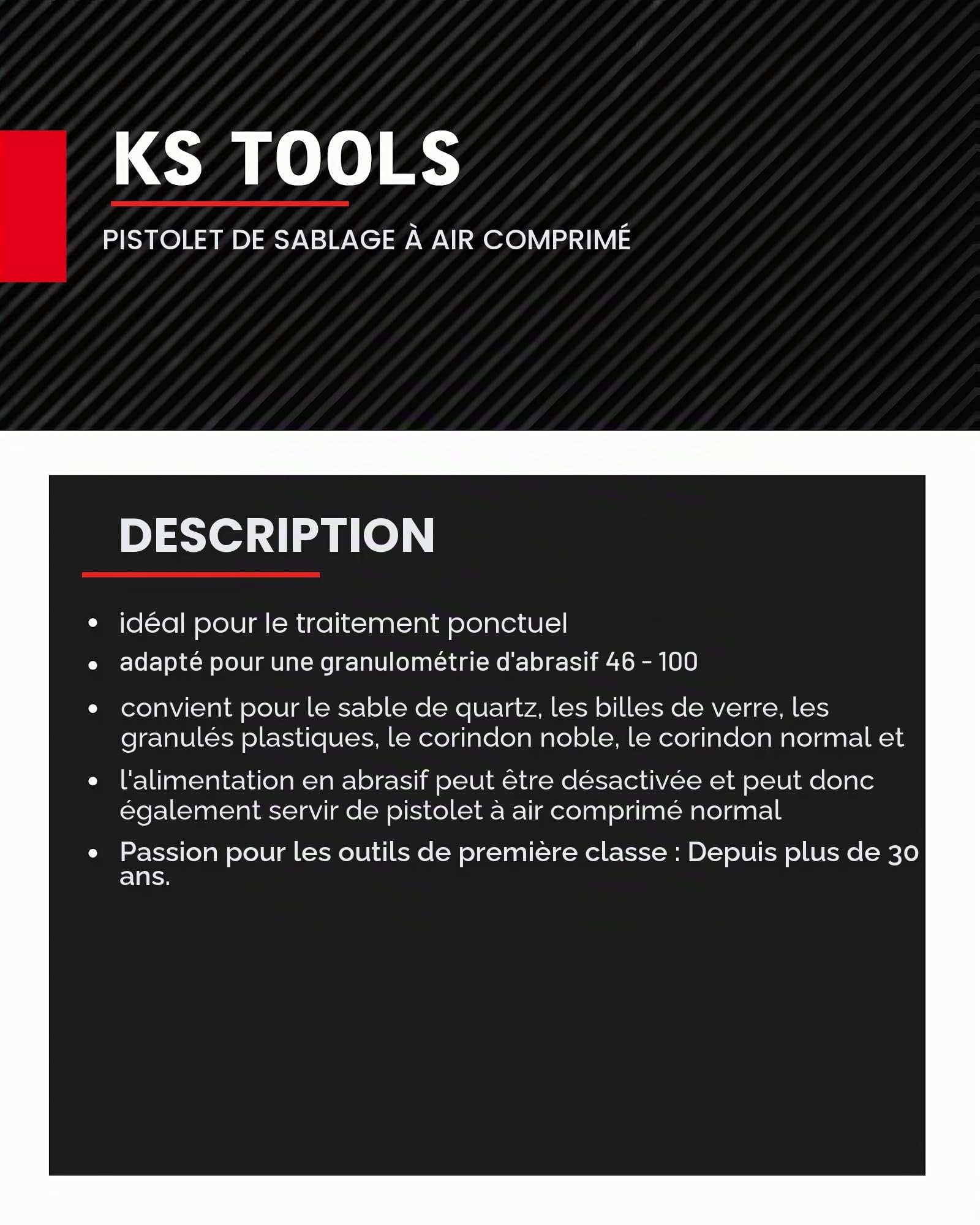 KS Tools 515.1909 Pistola de chorro de arena de aire comprimido, 260mm