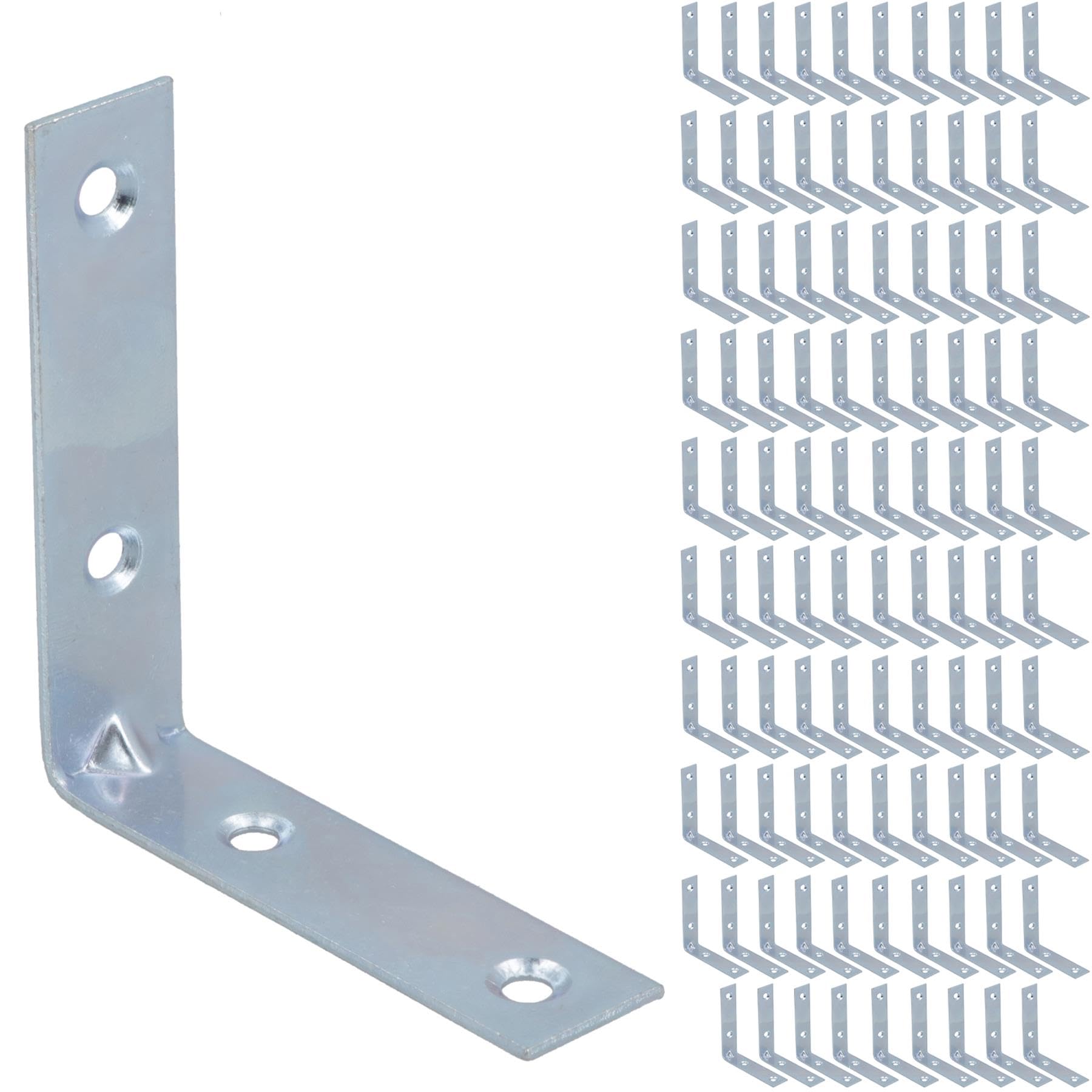 Ab Tools Silver Corner Bracket Fastener Brace Mending Reinforcing Plate 65Mm X 65Mm 100Pc
