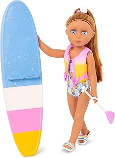 دمى الفتيات اللامعة من باتات - دمية تامي 14 بوصة قابلة للتجديف مع ملابس السباحة ولوح التجديف وسترة نجاة - دمى للبنات من سن 3 سنوات فما فوق