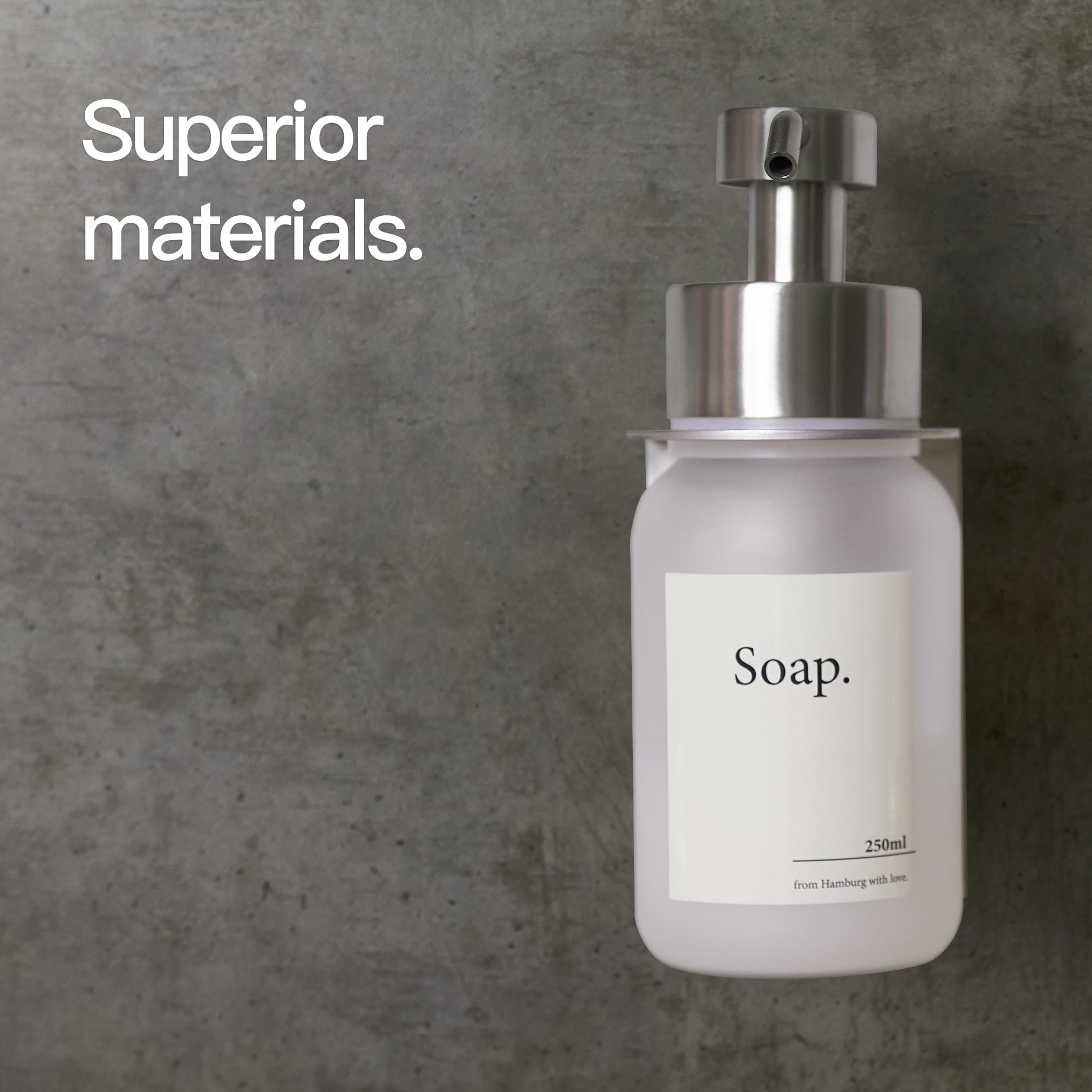 Designfactory Hamburg Glass Soap Dispenser, Silver / Frost, with wall mount - Image 4