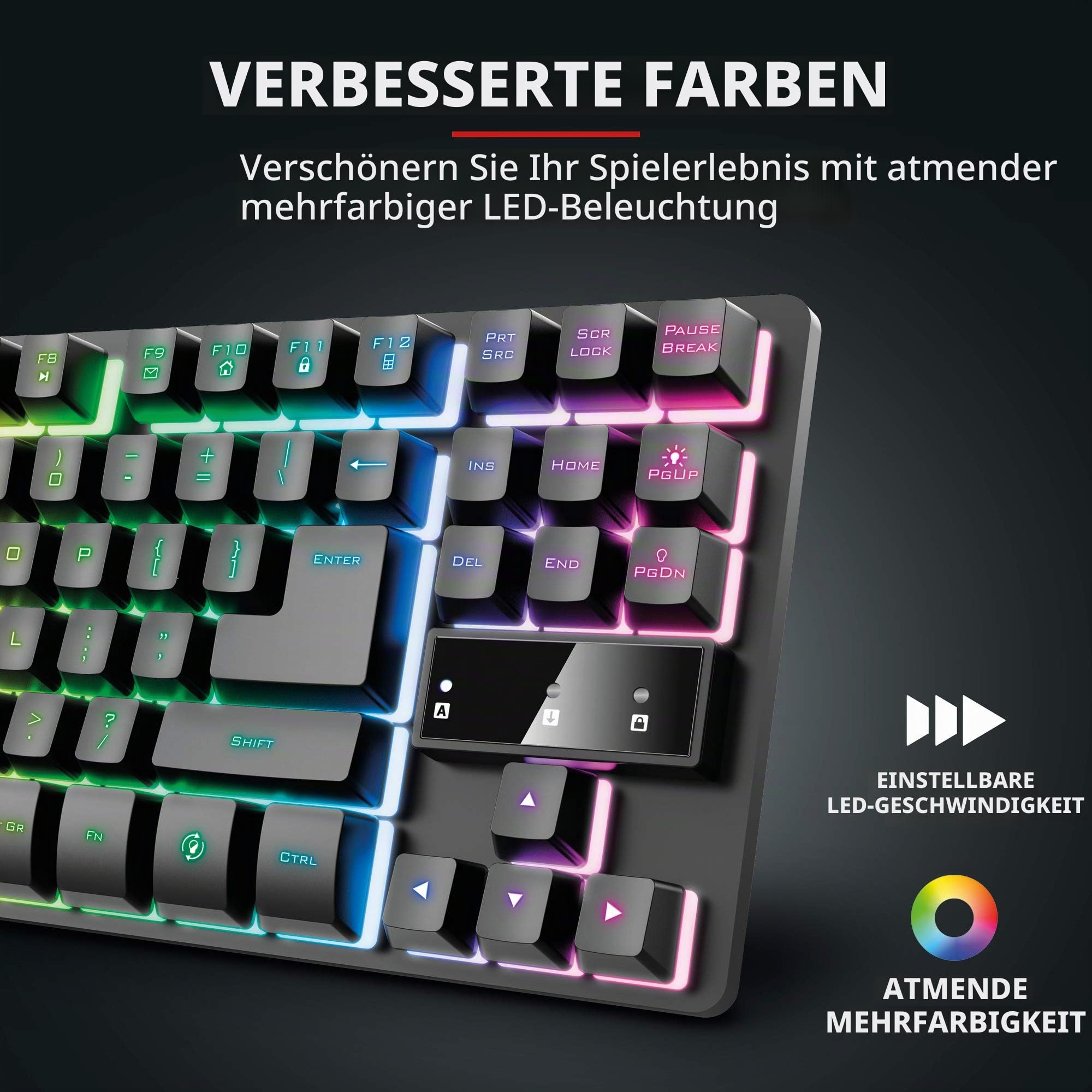 Trust Gaming 24068 Tastatur mit TKL-Design GXT 833 Thado - Beleuchtete Tastatur mit Deutsches QWERTZ Layout & Razer DeathAdder Essential (2021) - Essentielle Gaming-Maus mit optischem 6.400-DPI-Sensor