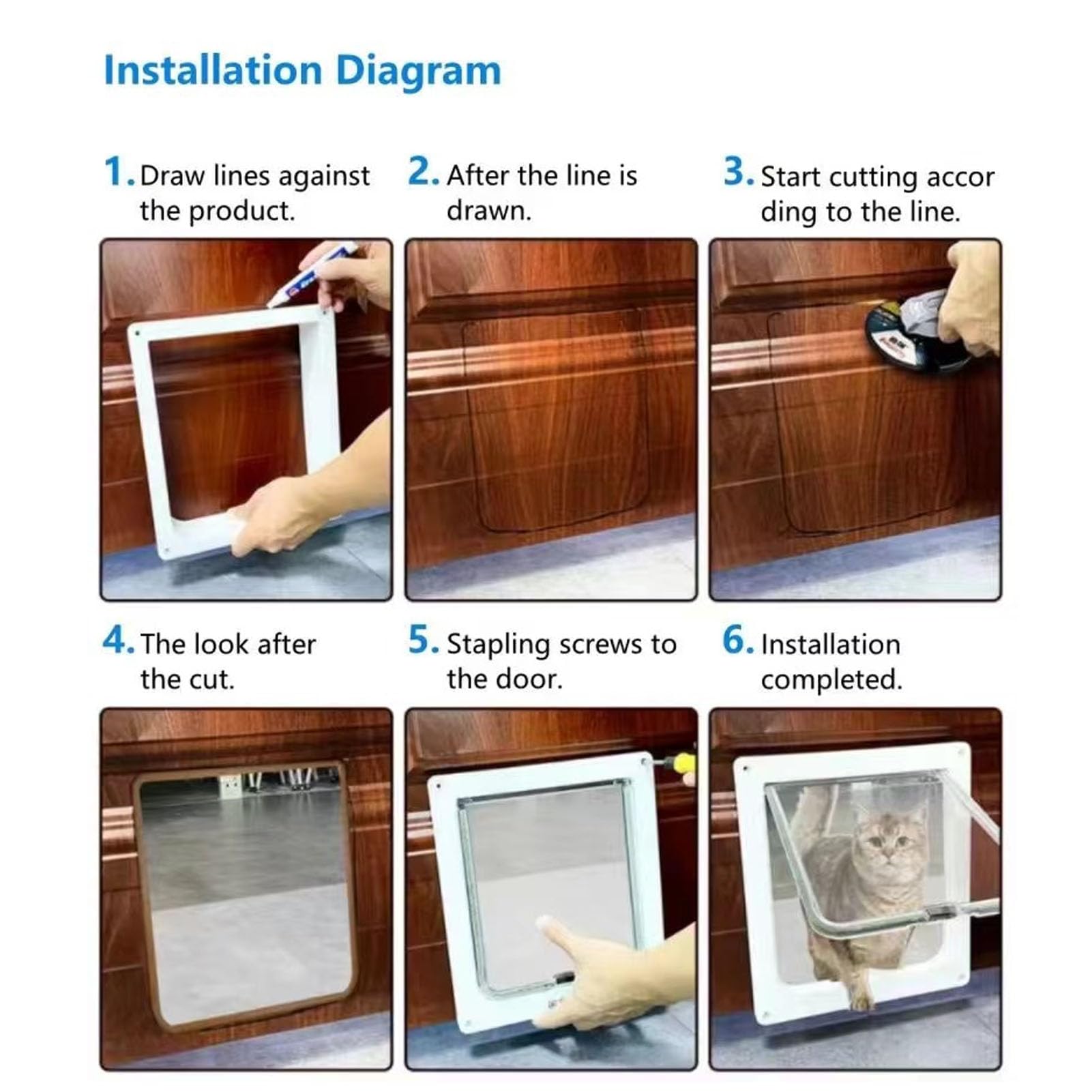 Fockety Puerta Inteligente para Gatos, Puerta automática para Mascotas con Sensor Collar y Control Remoto, gatera para Interior y Exterior, Material plástico, 26,7 x 29,4cm