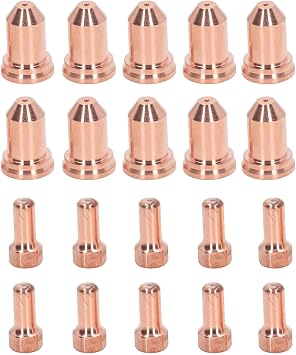 Asixxsix Cutting Nozzle, 20Pcs Plasma Cutting Nozzle Electrode Consumables, Portable High Temperature Resistance Plasma Cutter Consumables for PT 80, IPT 80, PTM 80 Plasma Cutter Torch