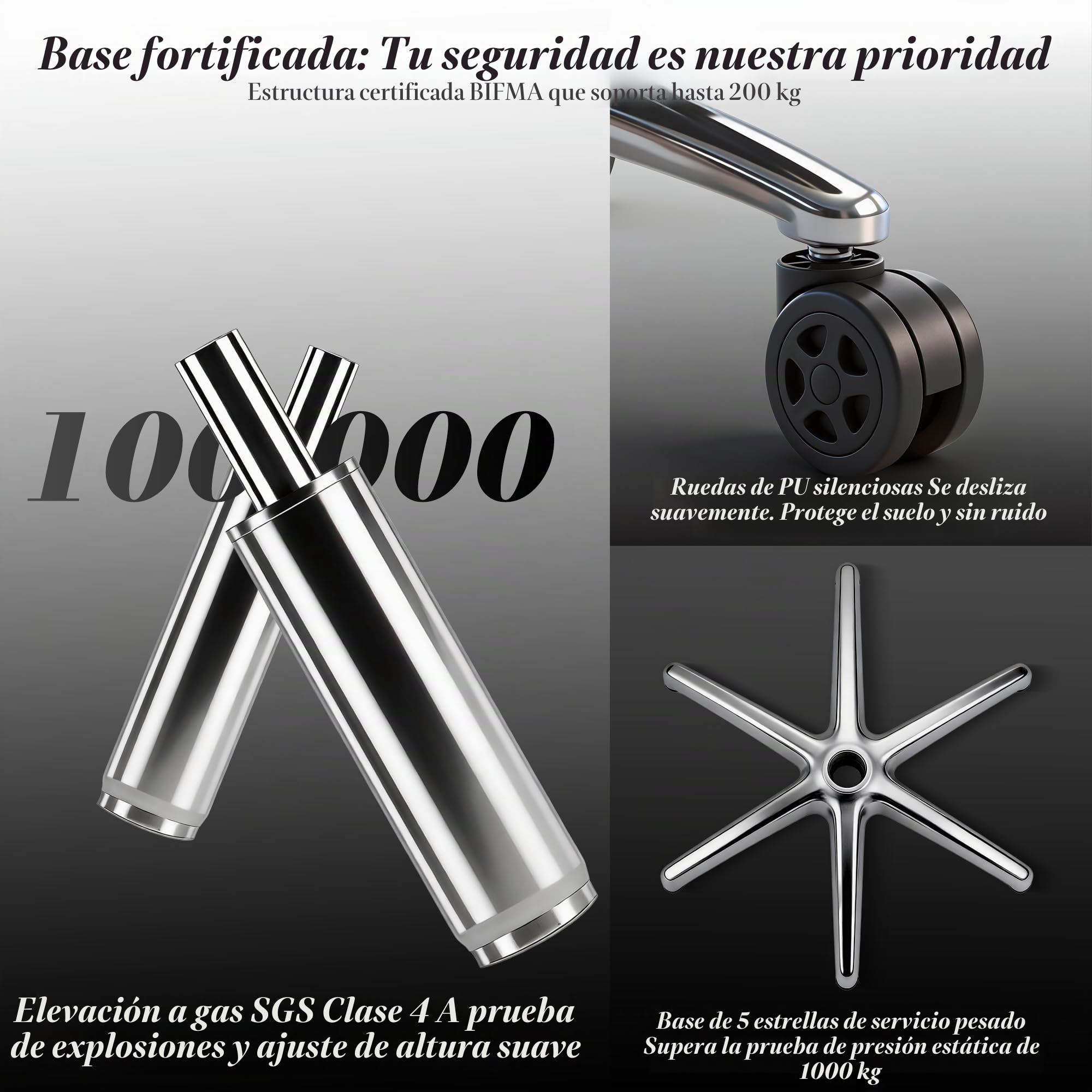 Efomao Silla de Oficina Reforzada 200 kg con Reposapiés – Silla Ejecutiva de Cuero PU con Respaldo Alto, Reposabrazos Acolchados Ajustables y Soporte Lumbar