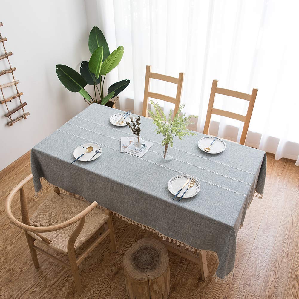 Flei Tabletop Protector 140x295cm, Tischtücher Weihnachten, Waschbare Anti Falten Pflegeleicht Antirutsch, Für Deko Hochzeit Hotel Restaurant Cafe Gastronomie - Grau
