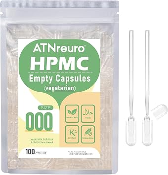 000 Empty Vegan Capsules with 2 Micro Spoons - 100 Count Empty Vegetarian Capsule - Empty Pill Capsules for Powders Supplements