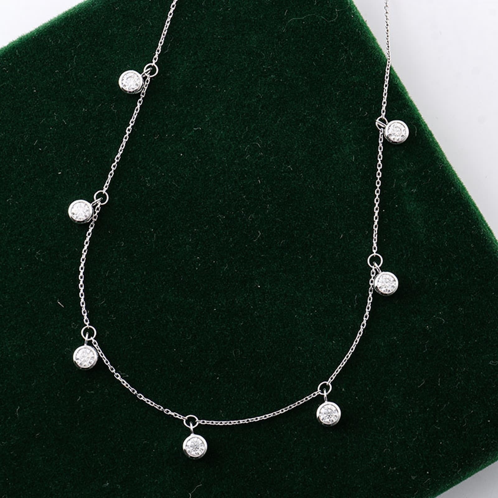 9K/14K/18K Gold Halskette für Frauen Mädchen, Moissanit Edelstein Anhänger Halskette Schmuck Kettenlänge 18 Zoll