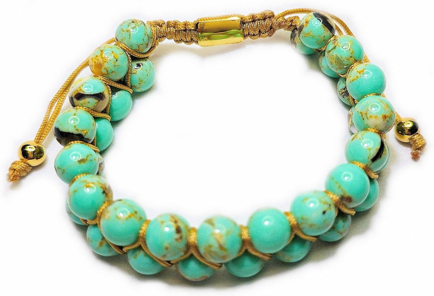 Handmade Macrame Natural Stones Bracelet Double Layer 8mm Snakeskin Imperial Jasper Genuine Gemstones Bracelet Healing Crystals Adjustable Bracelet - Image 6