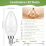 LED Candelabra Bulbs, E12 Ceiling Fan Light Bulbs Small Base, 6W Equivalent 60W, 600 Lumens Warm White 2700K, B10/B11 Type B Chandelier Light Bulbs, Non-Dimmable, 6 Pack